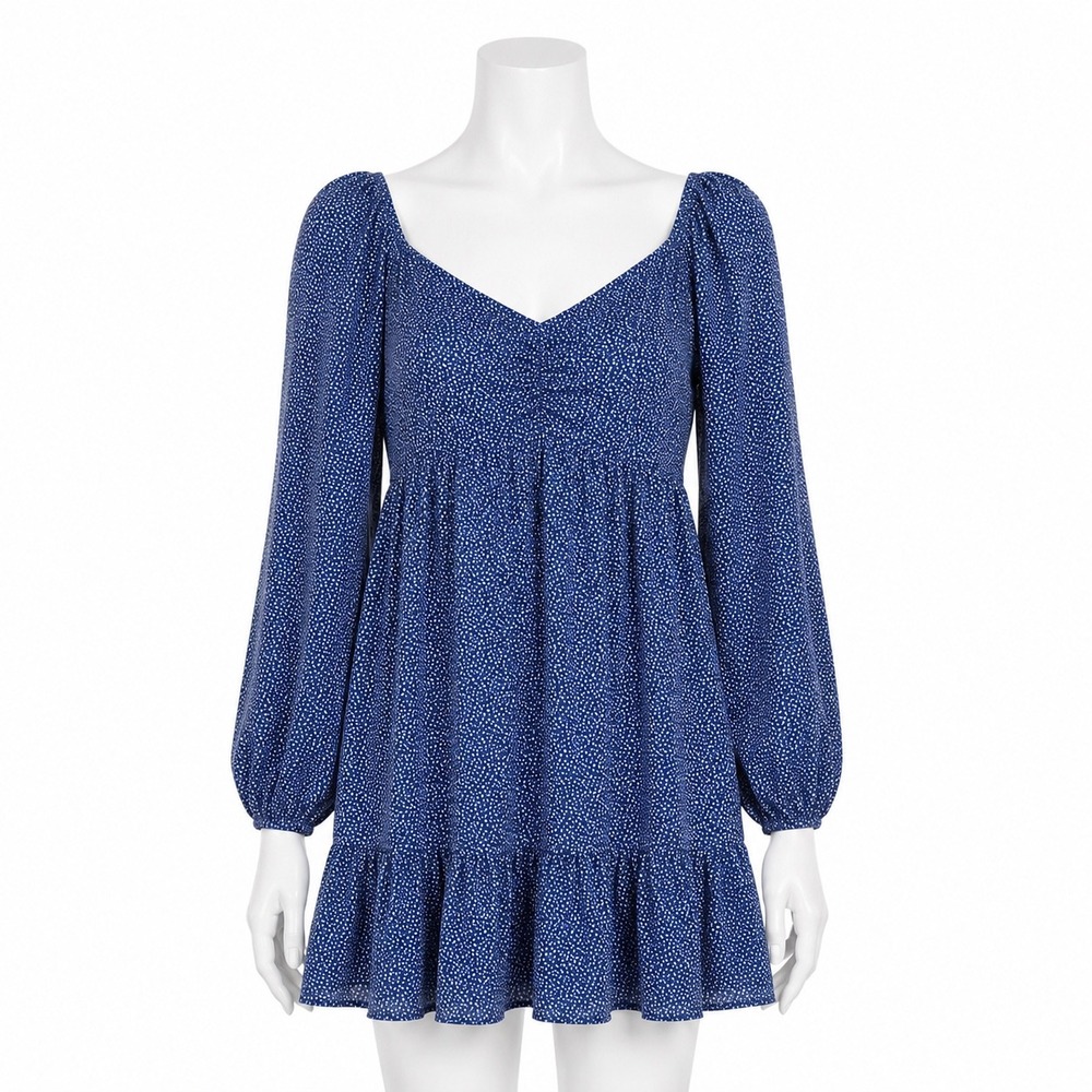 Abercrombie Fitch Smocked Babydoll Dress Women's Medium Blue Ditsy Floral